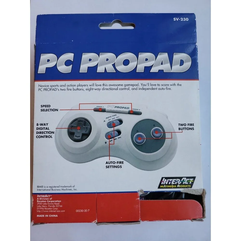 Vintage InterAct SV-230 IBM PC Propad Gameport Game Pad Controller New In Box